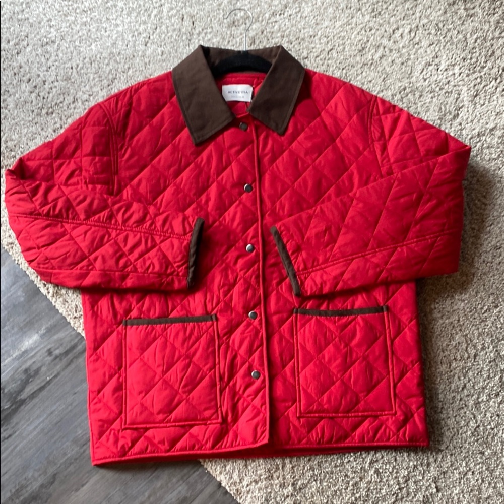 Active USA Red Quilted Puffer Jacket